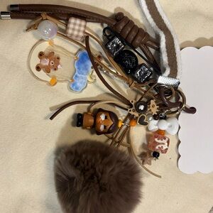 Brown Key & Card Holder with Charms